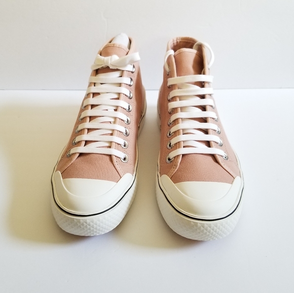 Stella McCartney Cotton Lace Up Sneakers Size 39 White Tan - Picture 5 of 11